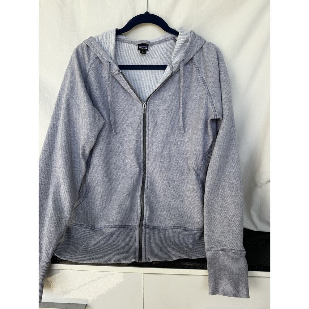 Patagonia Women's Full Zip Fleece Hoodie Lg Heather Lavender eco-sustainability